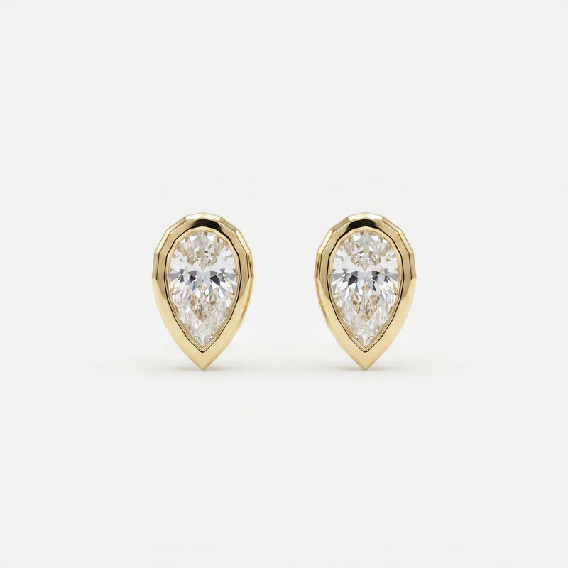 Bezel Bloom Pear Shape Earring Studs, view 1