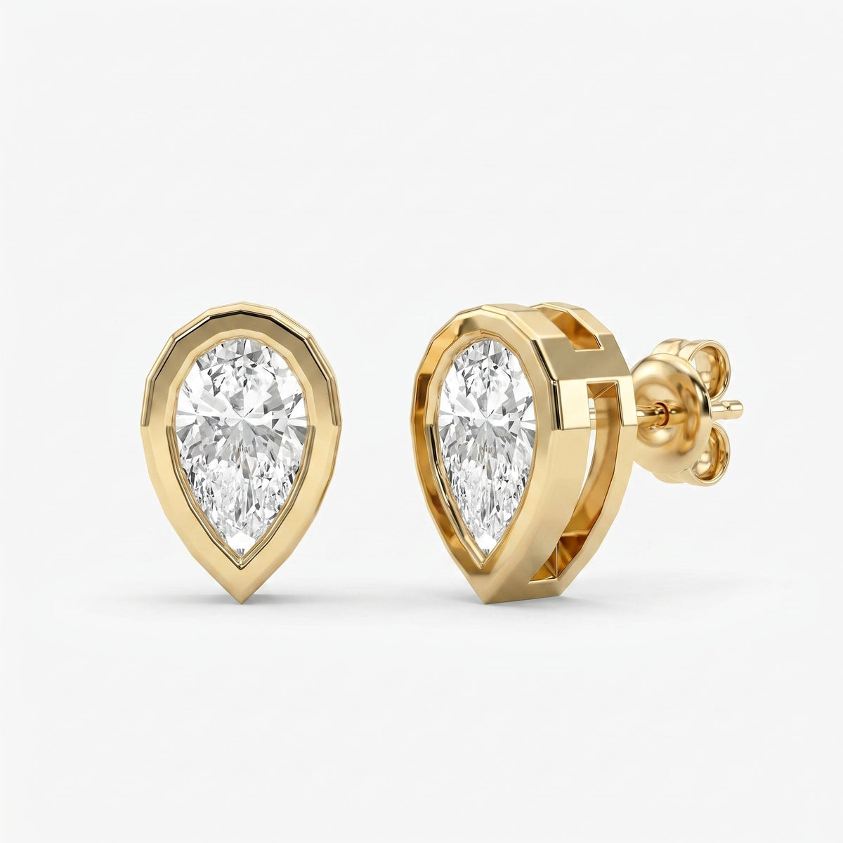 Bezel Bloom Pear Shape Earring Studs, view 3