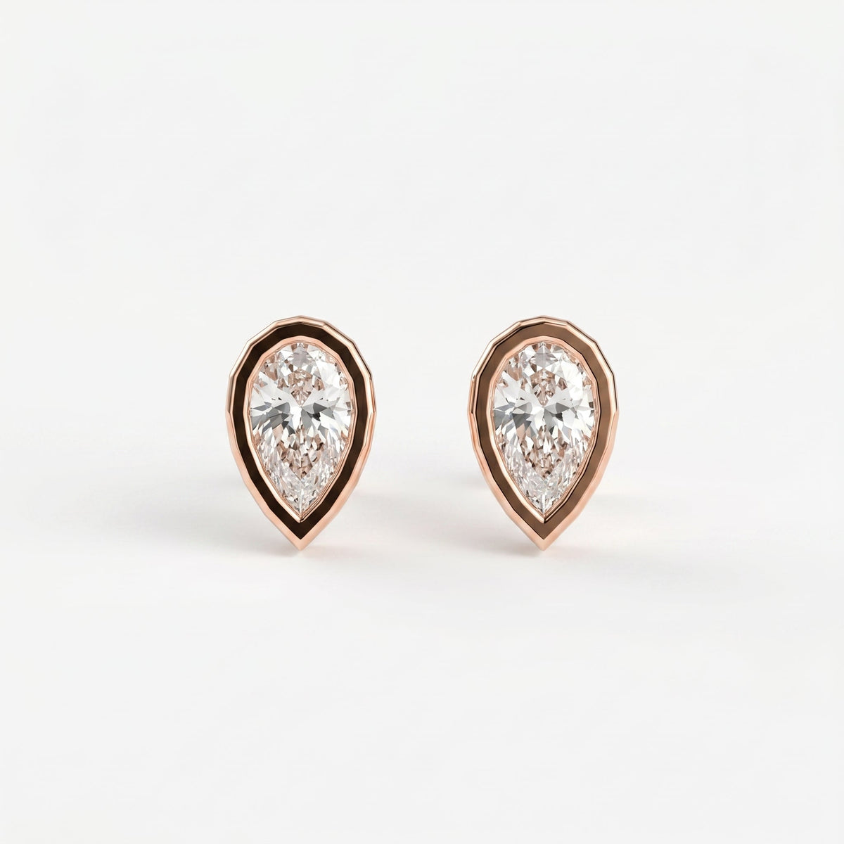 Bezel Bloom Pear Shape Earring Studs, view 6