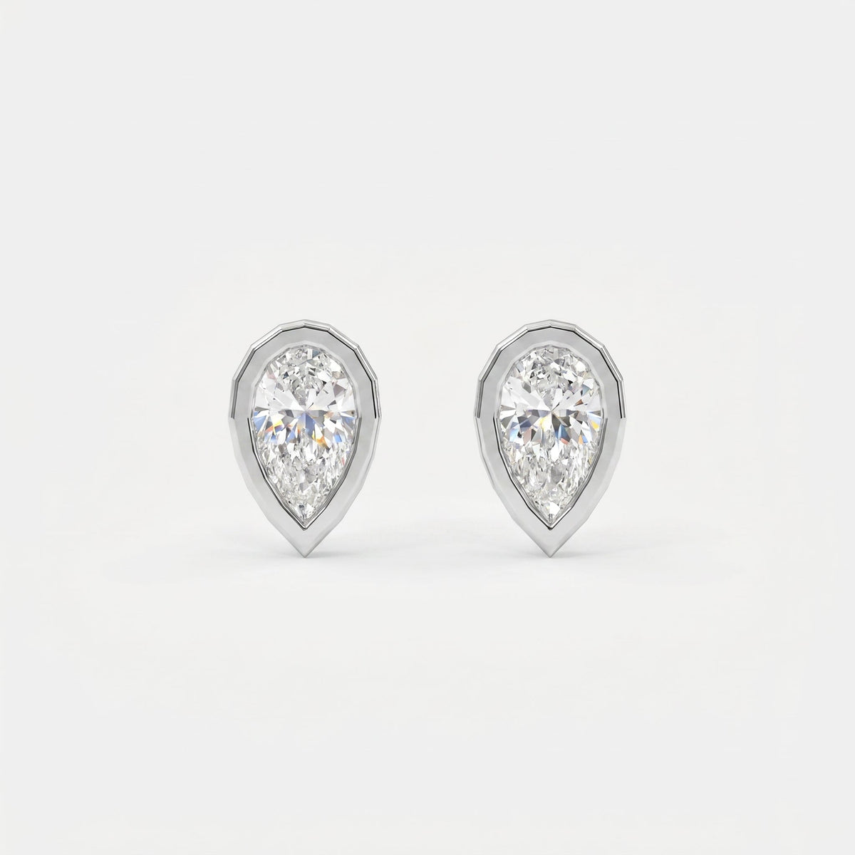 Bezel Bloom Pear Shape Earring Studs, view 5