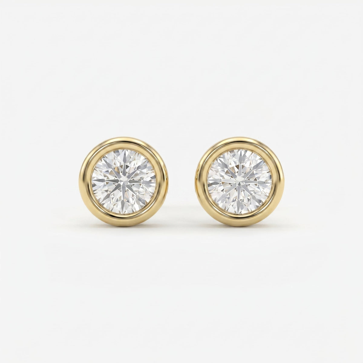 Bezel Brilliance Round Shape Earring Studs, view 1