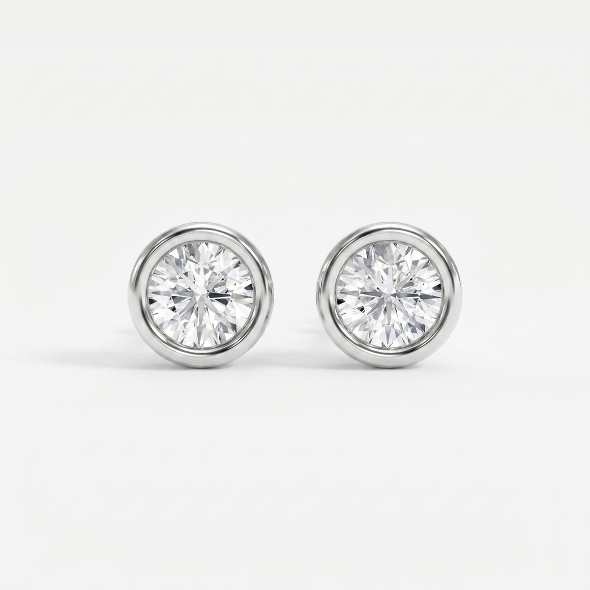 Bezel Brilliance Round Shape Earring Studs, view 5