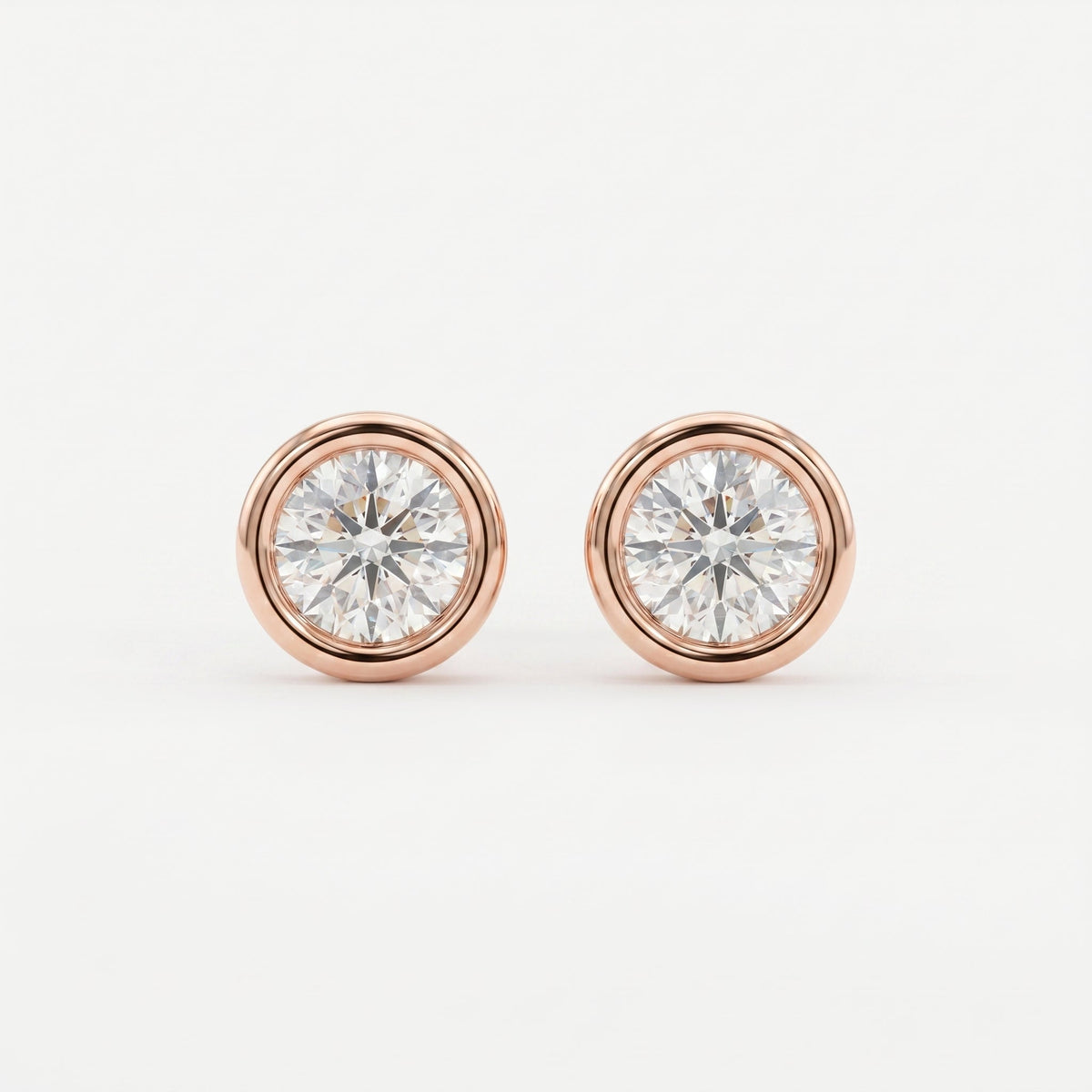 Bezel Brilliance Round Shape Earring Studs, view 6