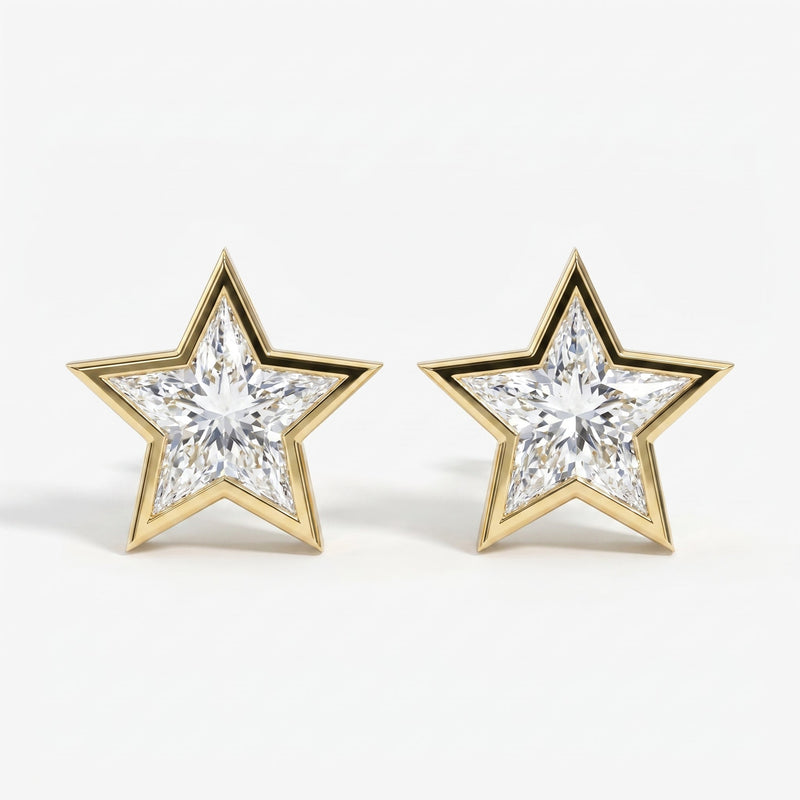 Star design Kitestar Diamond Earring Stud, view 1