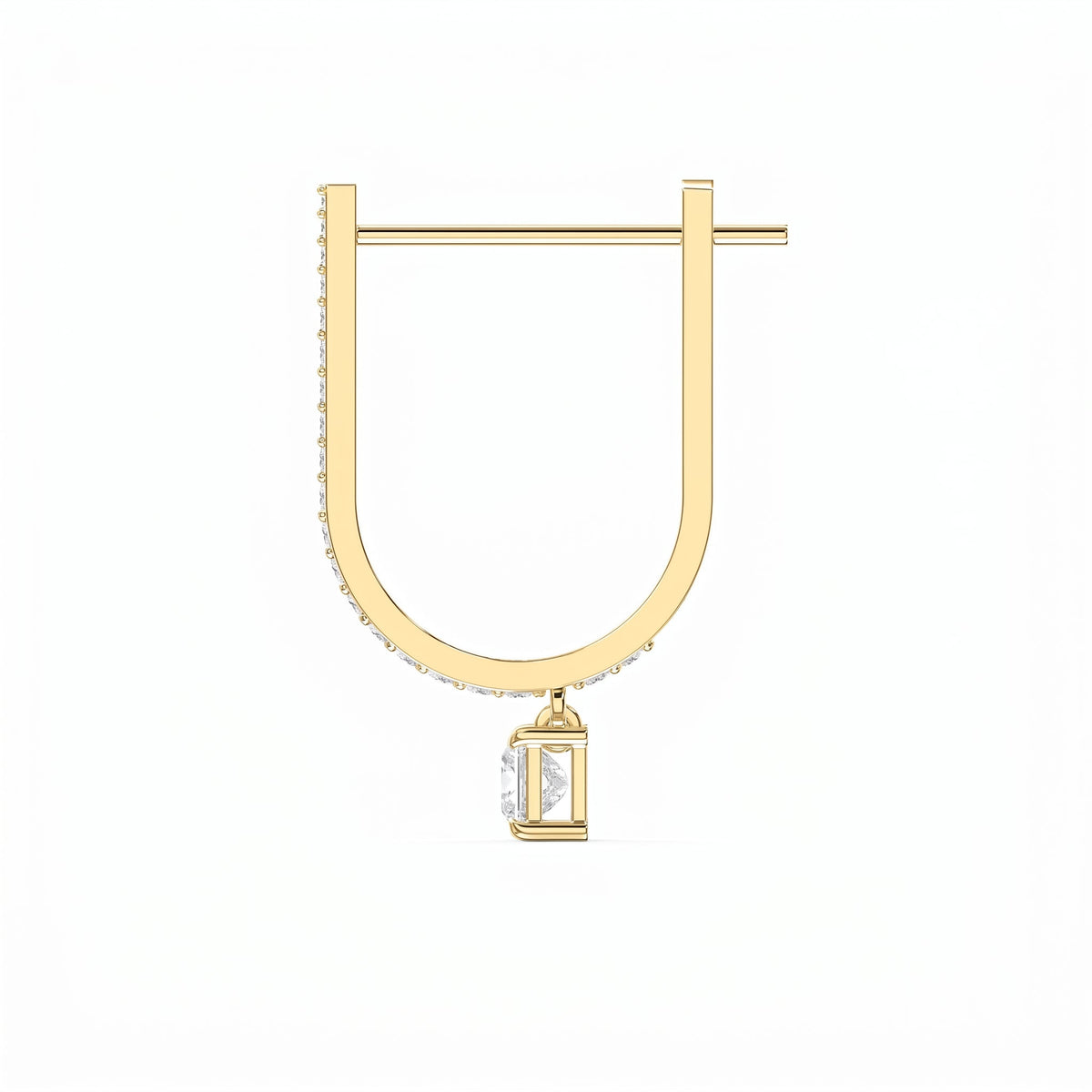 Round & Princess Cut Diamonds Pavé Design Hoops Earring, view 4
