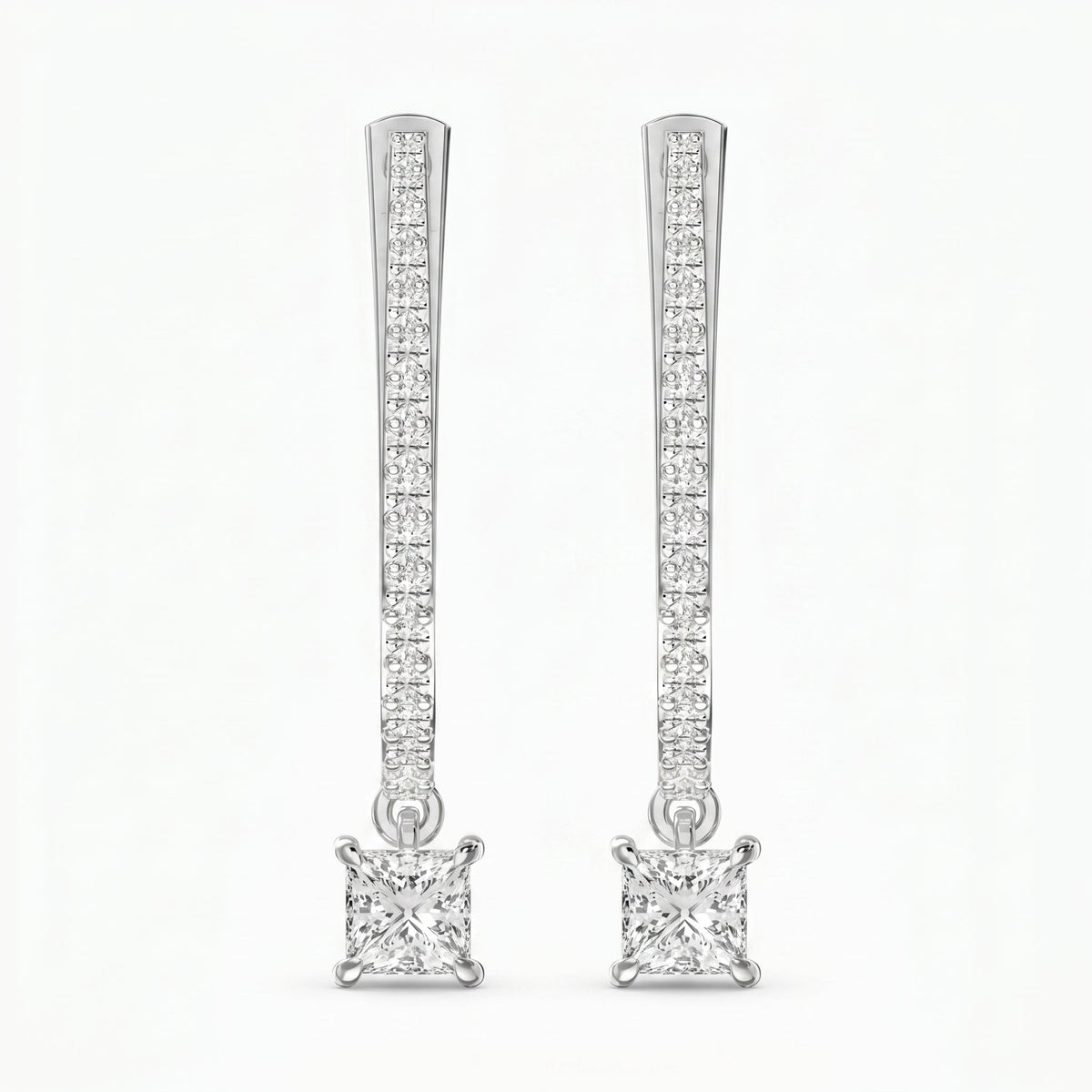Round & Princess Cut Diamonds Pavé Design Hoops Earring, view 6