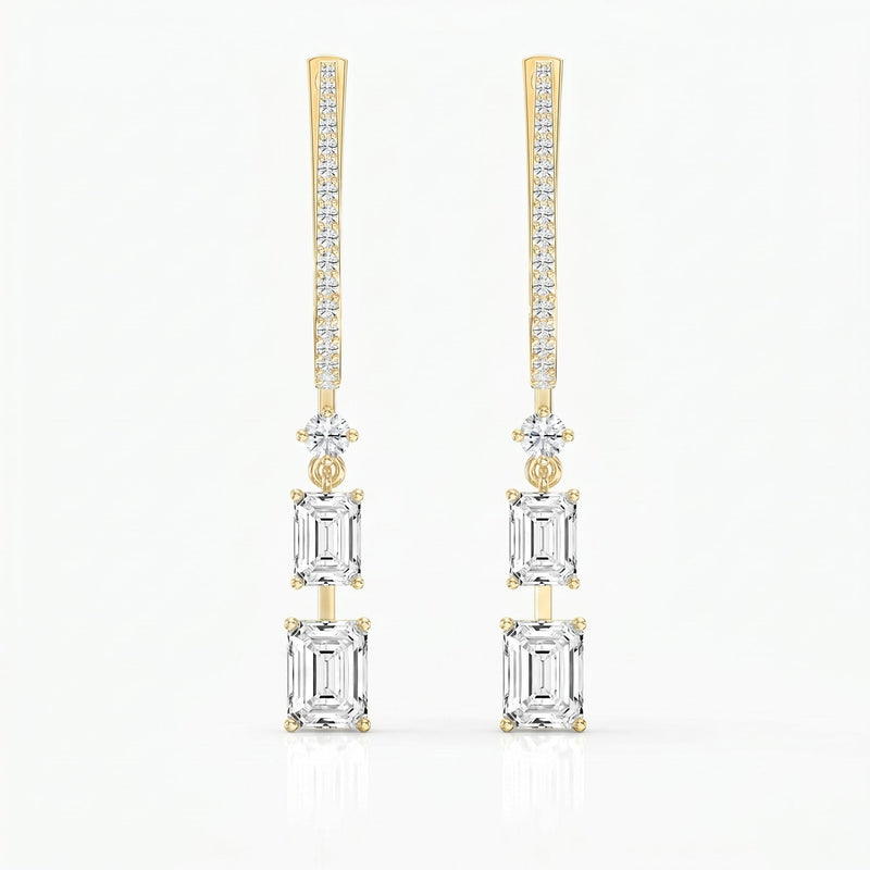 Hoops Inspired Drop Diamond Earring, view 1
