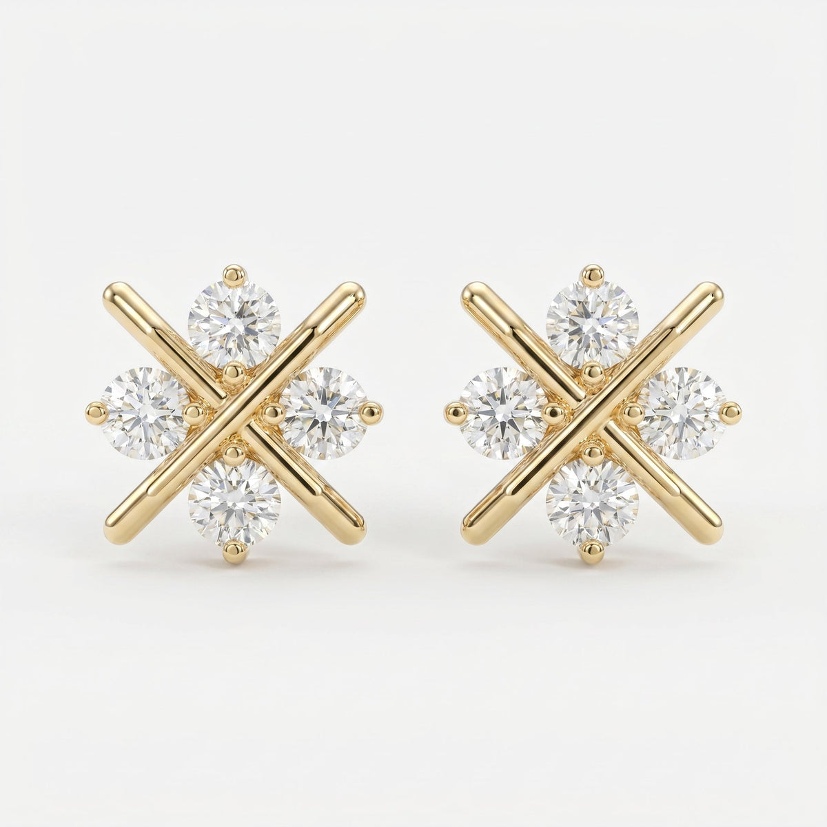 Crosshatch Design Round Diamond Fashion Earrings, view 1