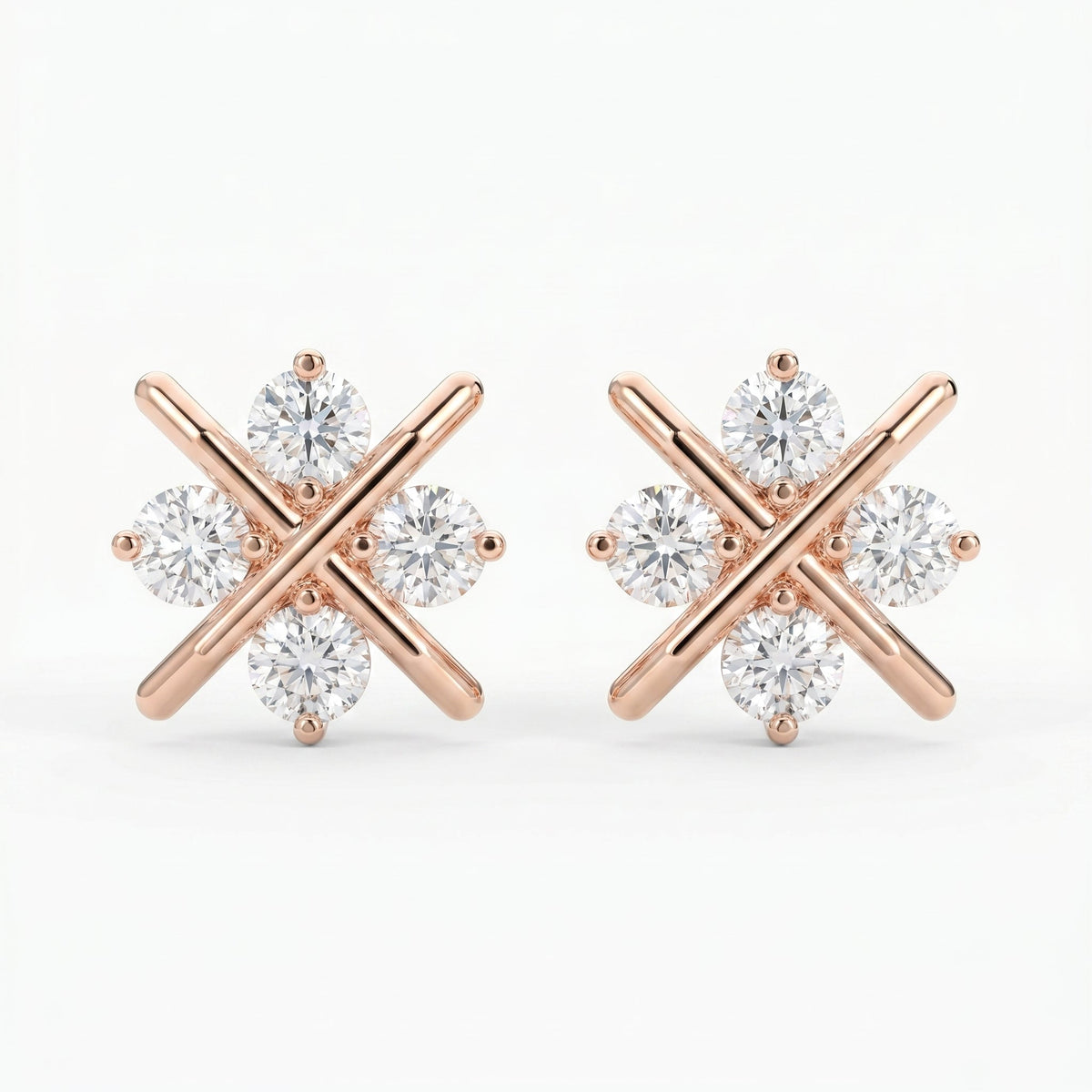 Crosshatch Design Round Diamond Fashion Earrings, view 5