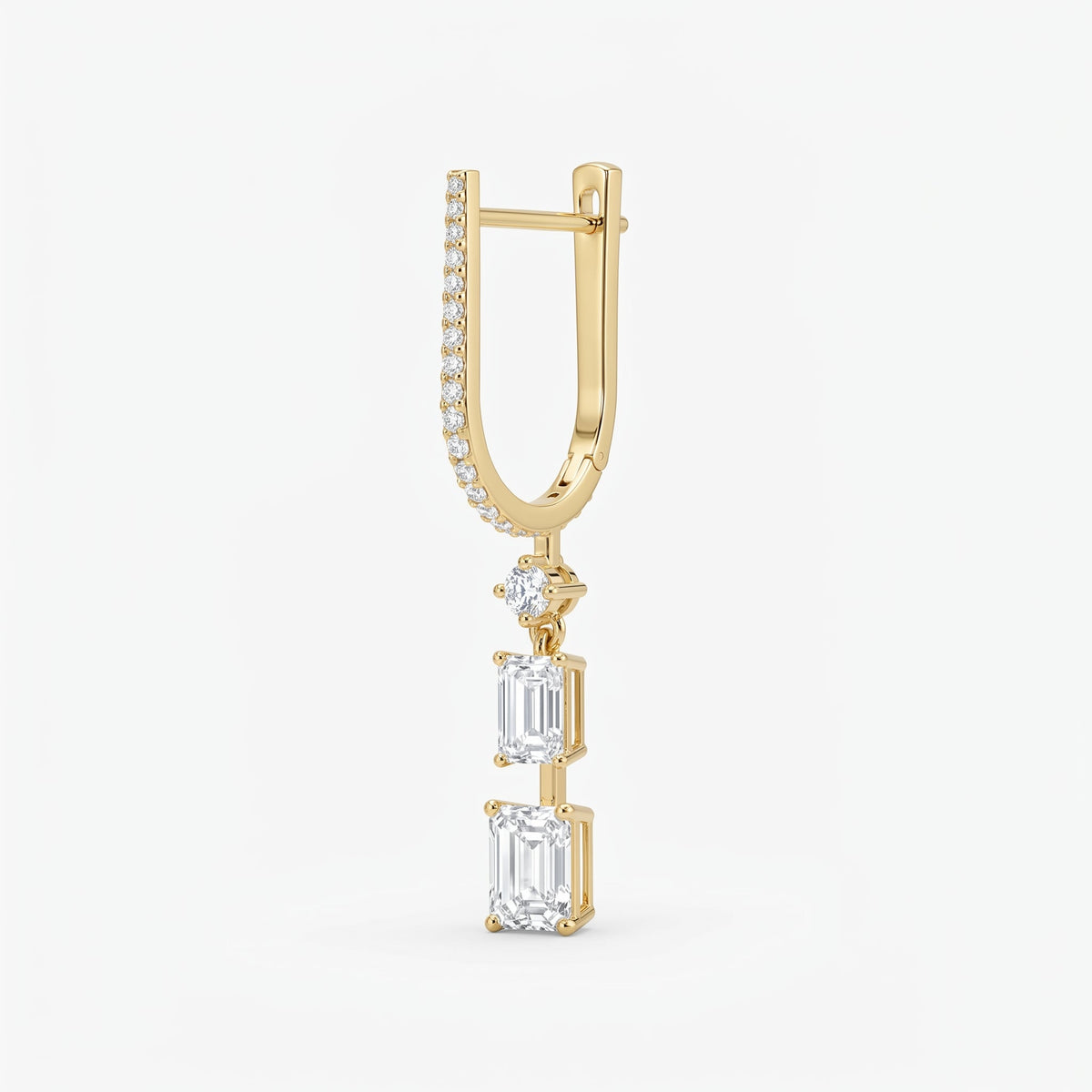 Hoops Inspired Drop Diamond Earring, view 3