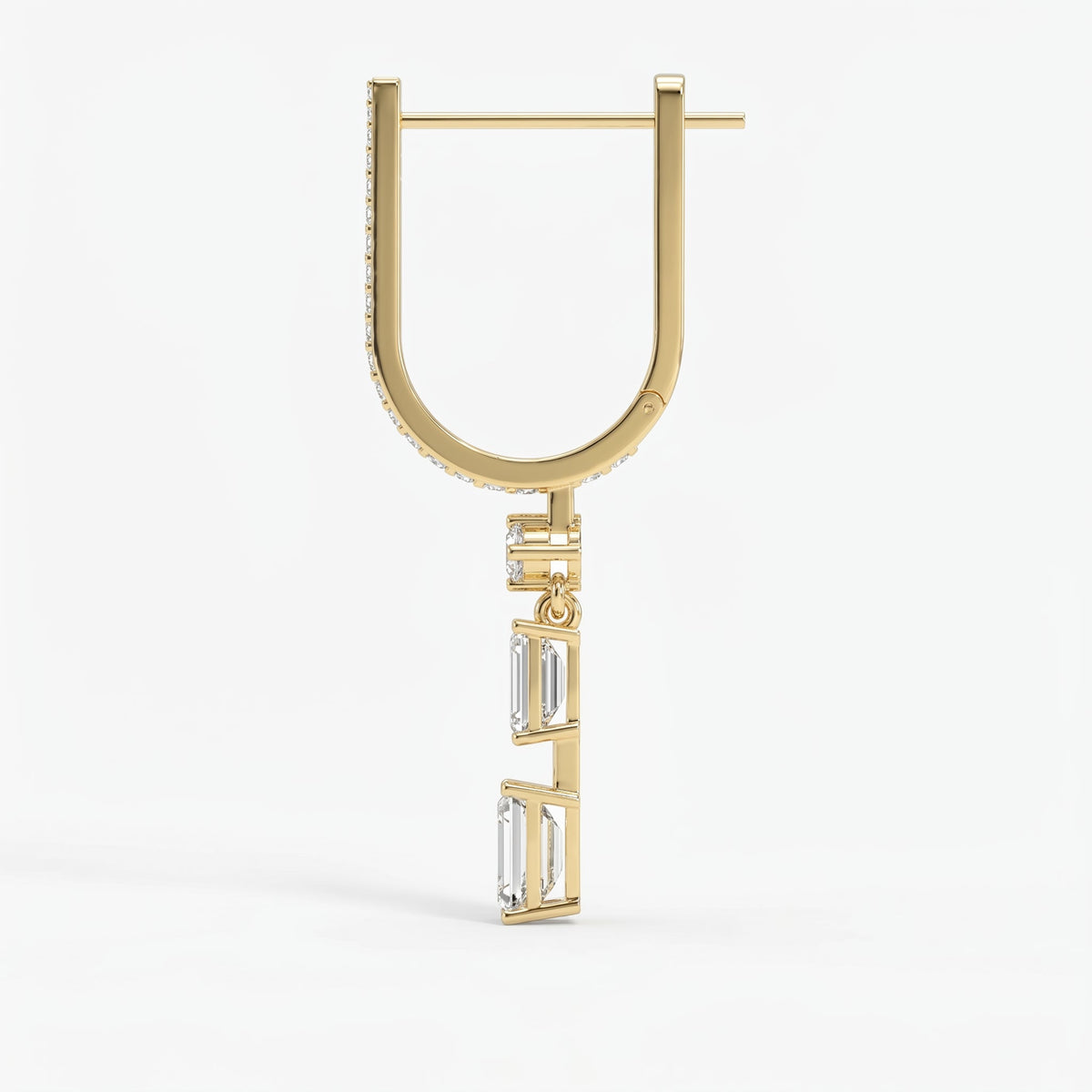 Hoops Inspired Drop Diamond Earring, view 4