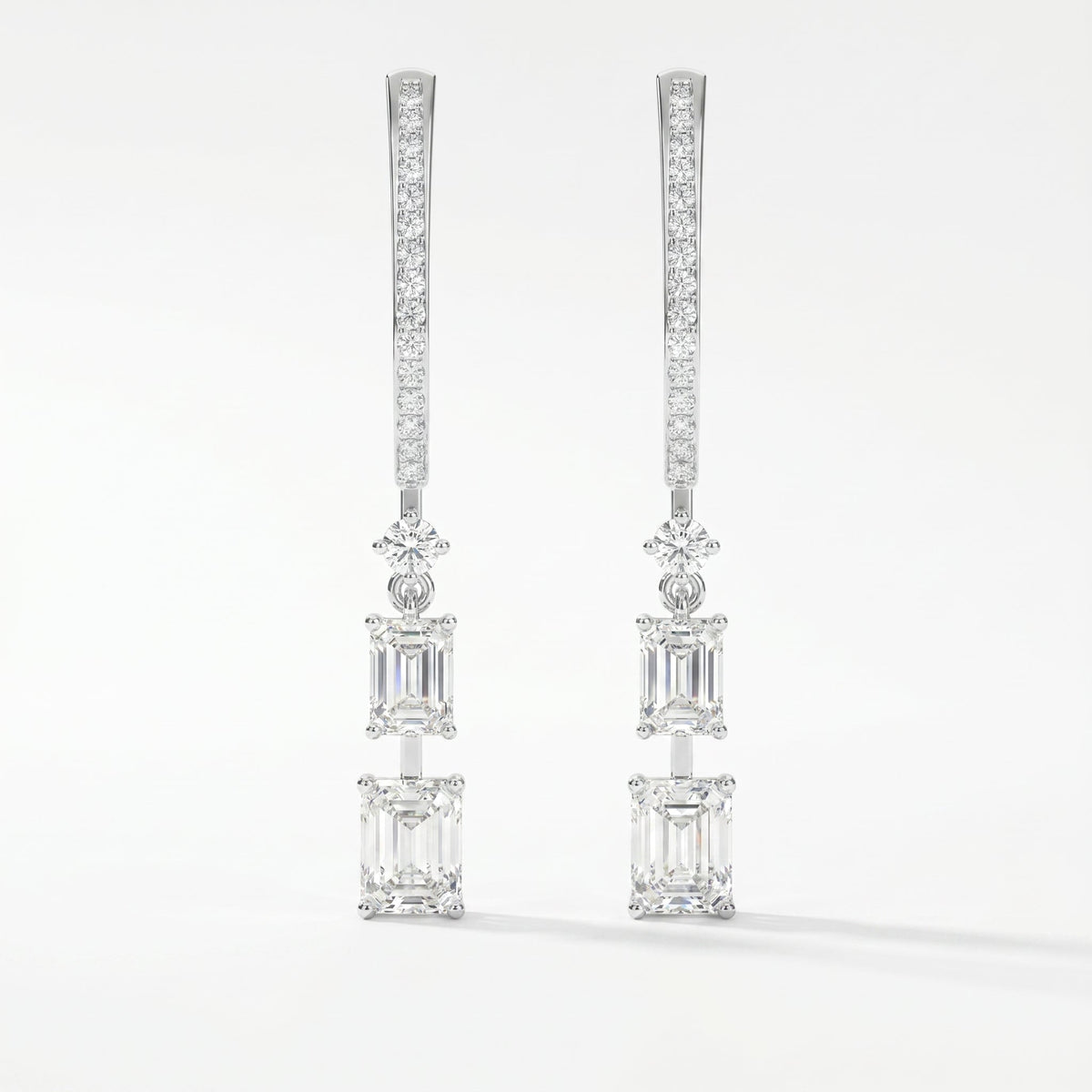 Hoops Inspired Drop Diamond Earring, view 5
