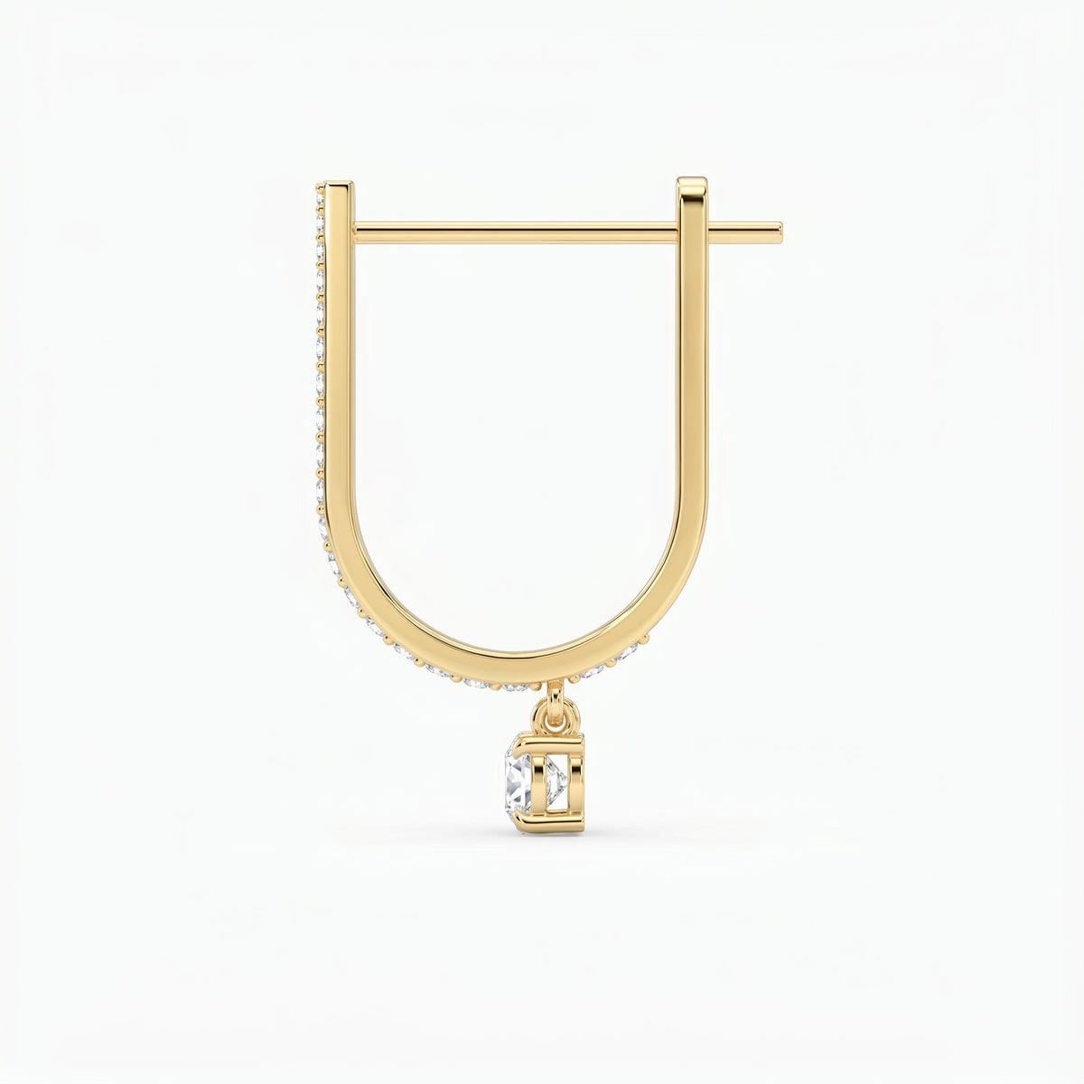 Elegant U- Shape Diamond Hoops Solitaire, view 4