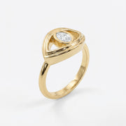 Modern Oval Cut Diamond Eye Design Ring, view 3