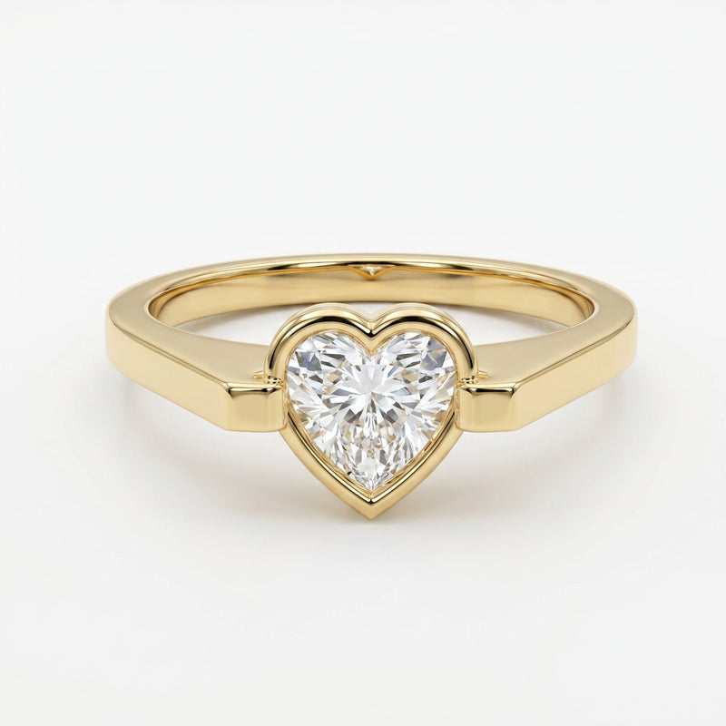 Elegant Heart-Shaped Solitaire Diamond Ring, view 1
