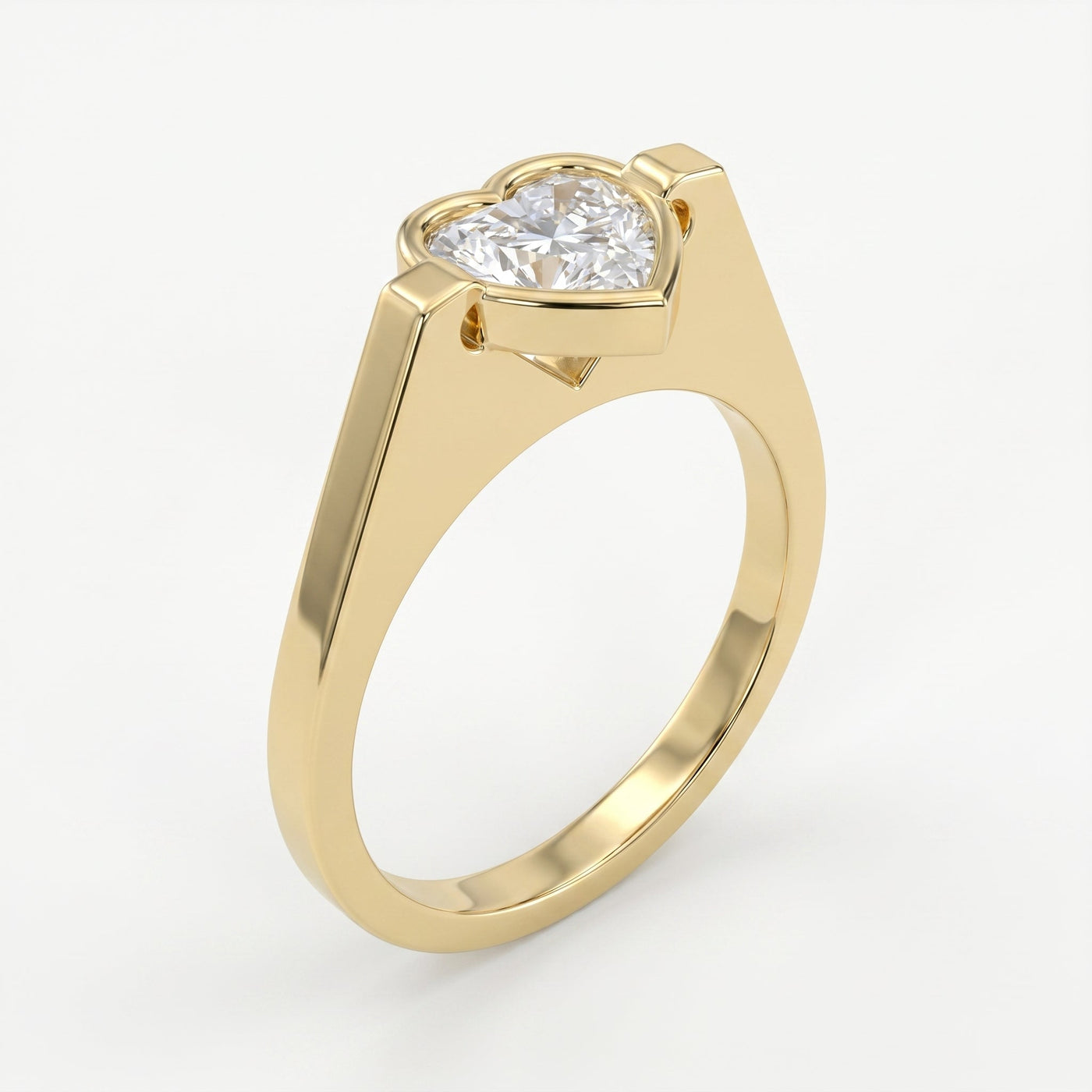 Elegant Heart-Shaped Solitaire Diamond Ring, view 3