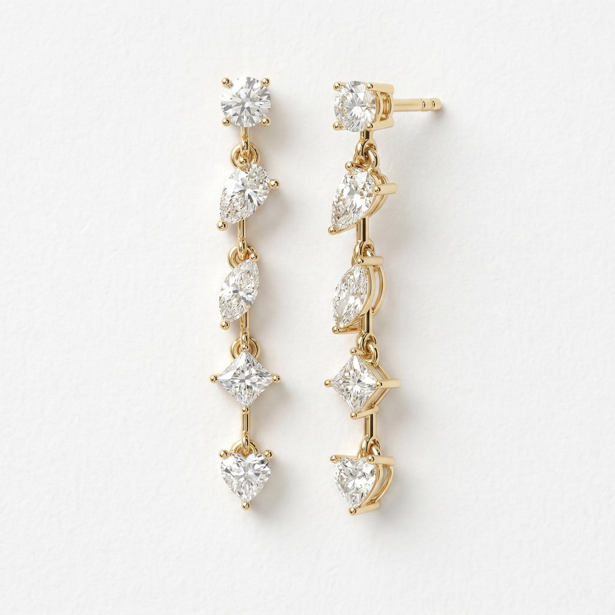 Multi Shape Diamond Drop Earring, view 3