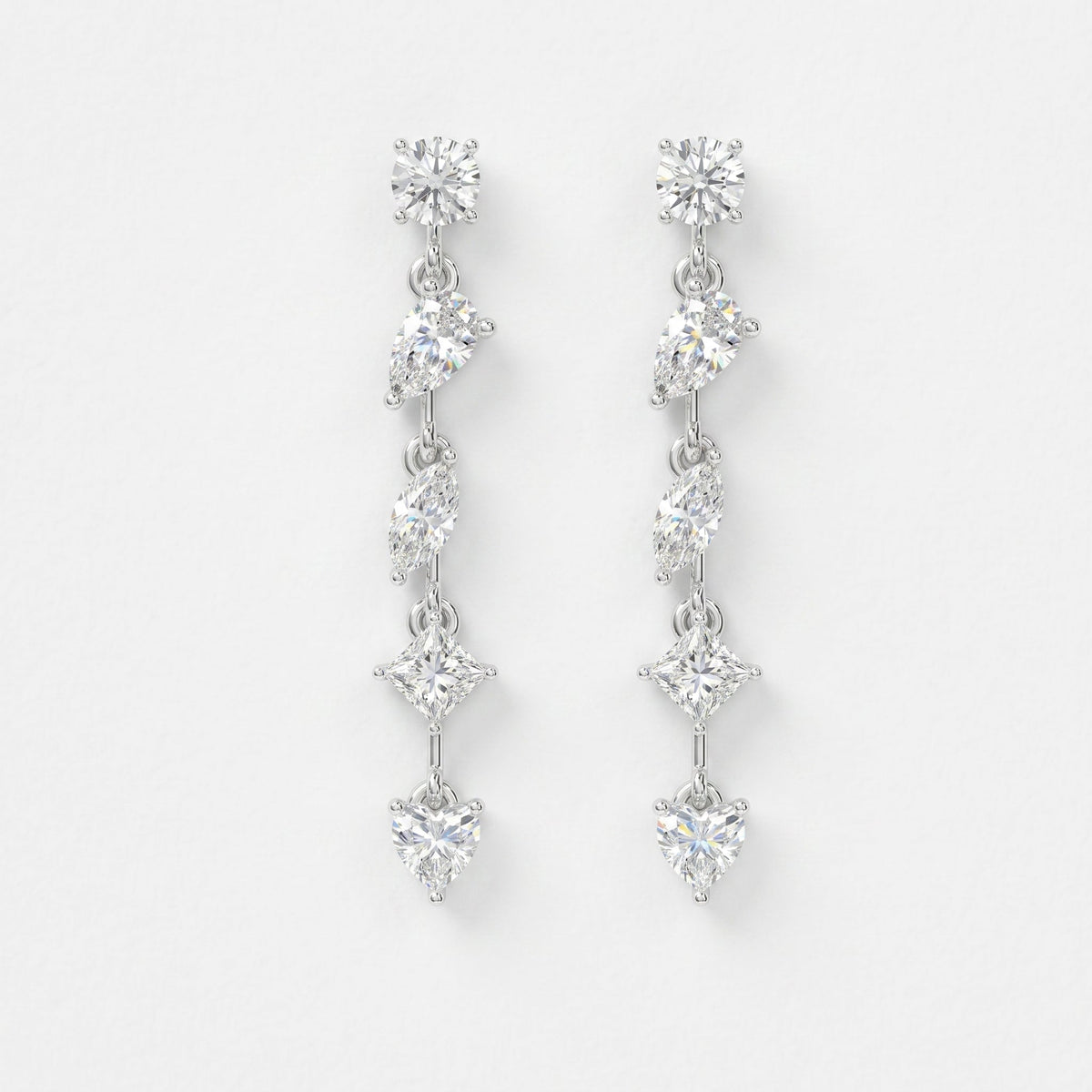 Multi Shape Diamond Drop Earring, view 5