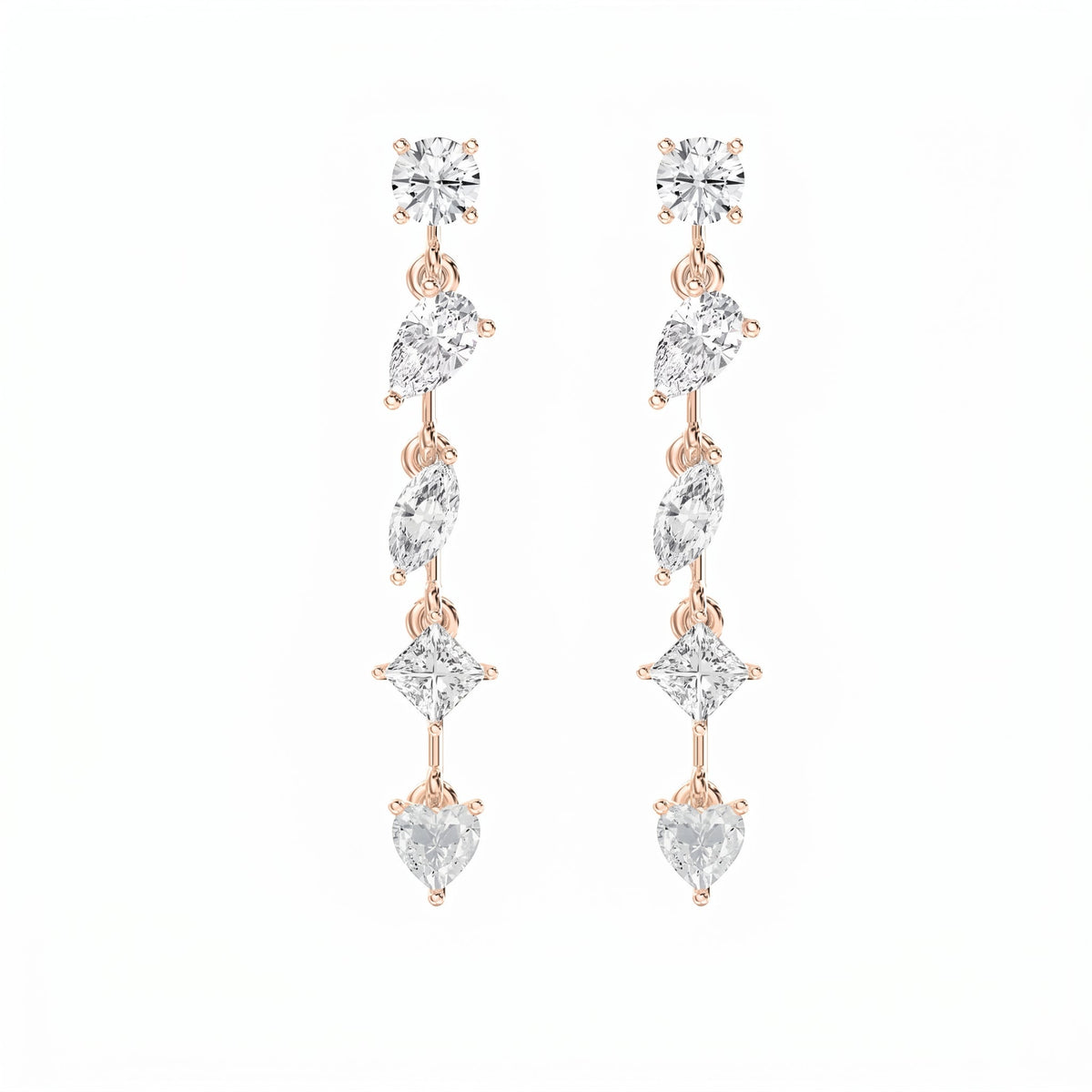 Multi Shape Diamond Drop Earring, view 6