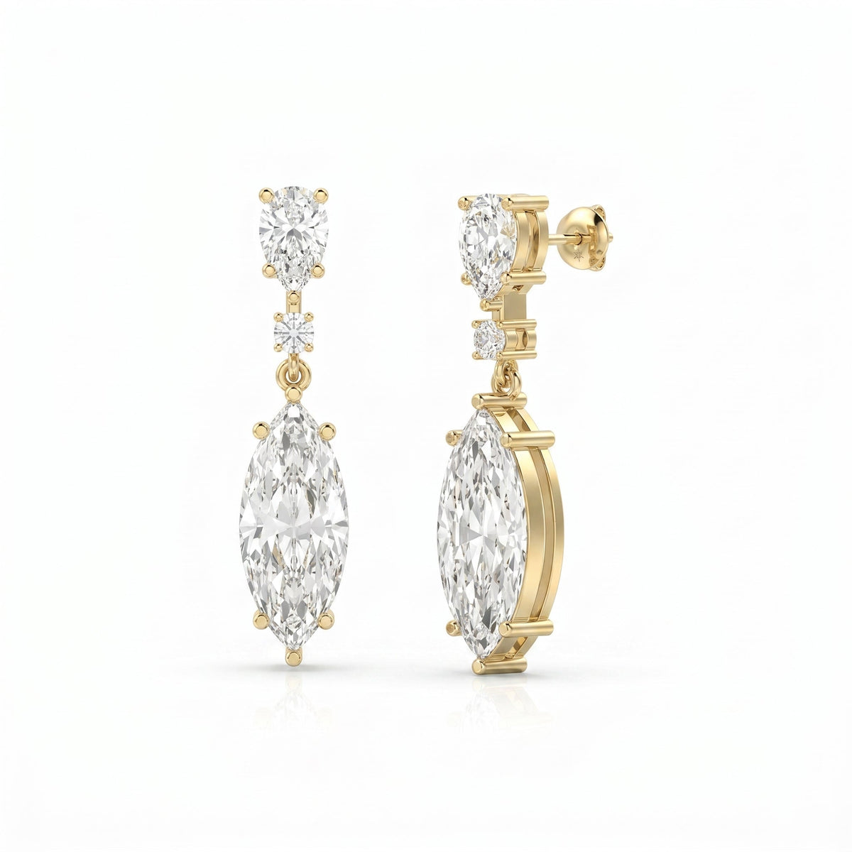 Triple Cut Drop Dangle Design Earring, view 3