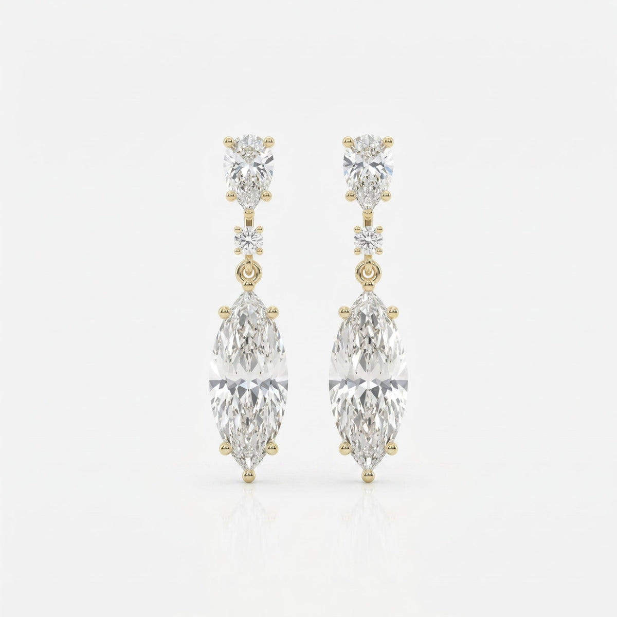 Triple Cut Drop Dangle Design Earring, view 1