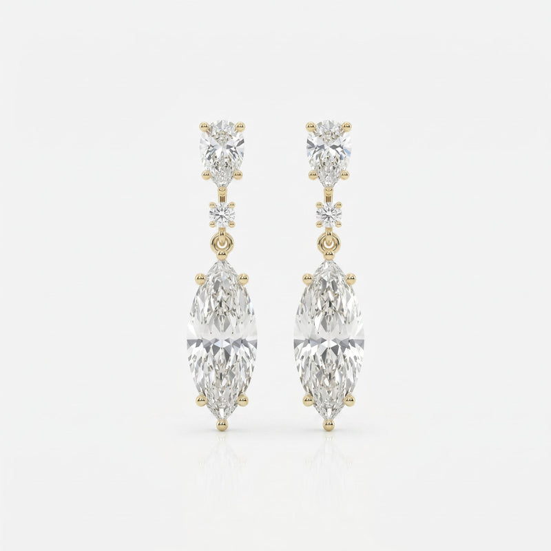 Triple Cut Drop Dangle Design Earring, view 1