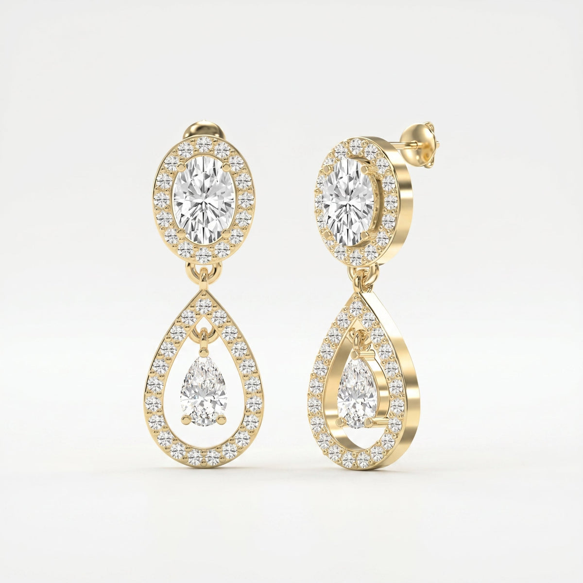 Elegant Multi Diamond Drop & Dangle Earring, view 3
