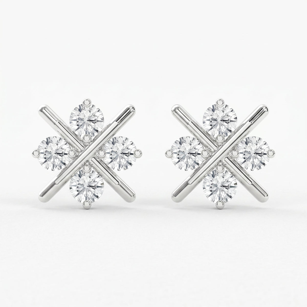 Crosshatch Design Round Diamond Fashion Earrings, view 6