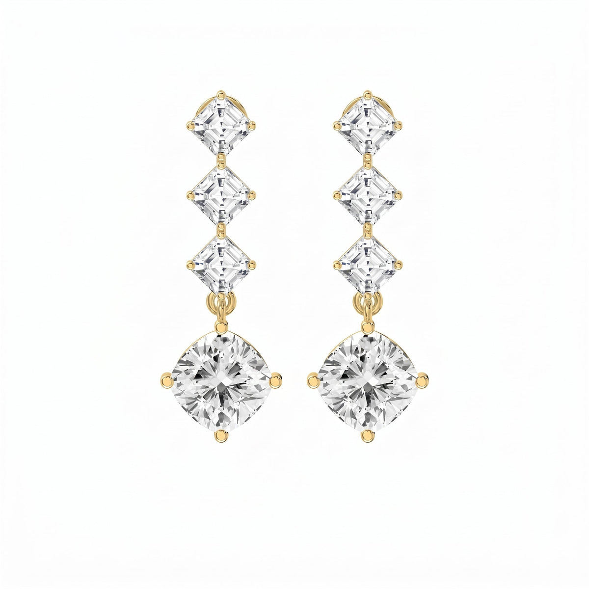 Ascher & Cushion Diamond Drop Earring, view 1