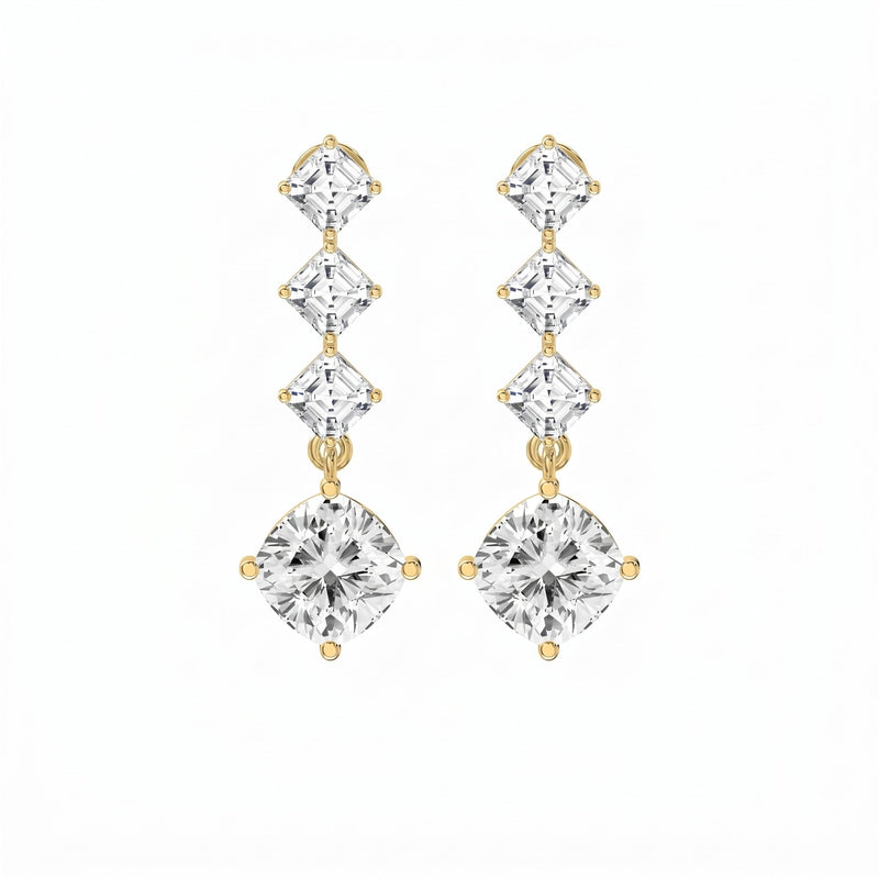 Ascher & Cushion Diamond Drop Earring, view 1