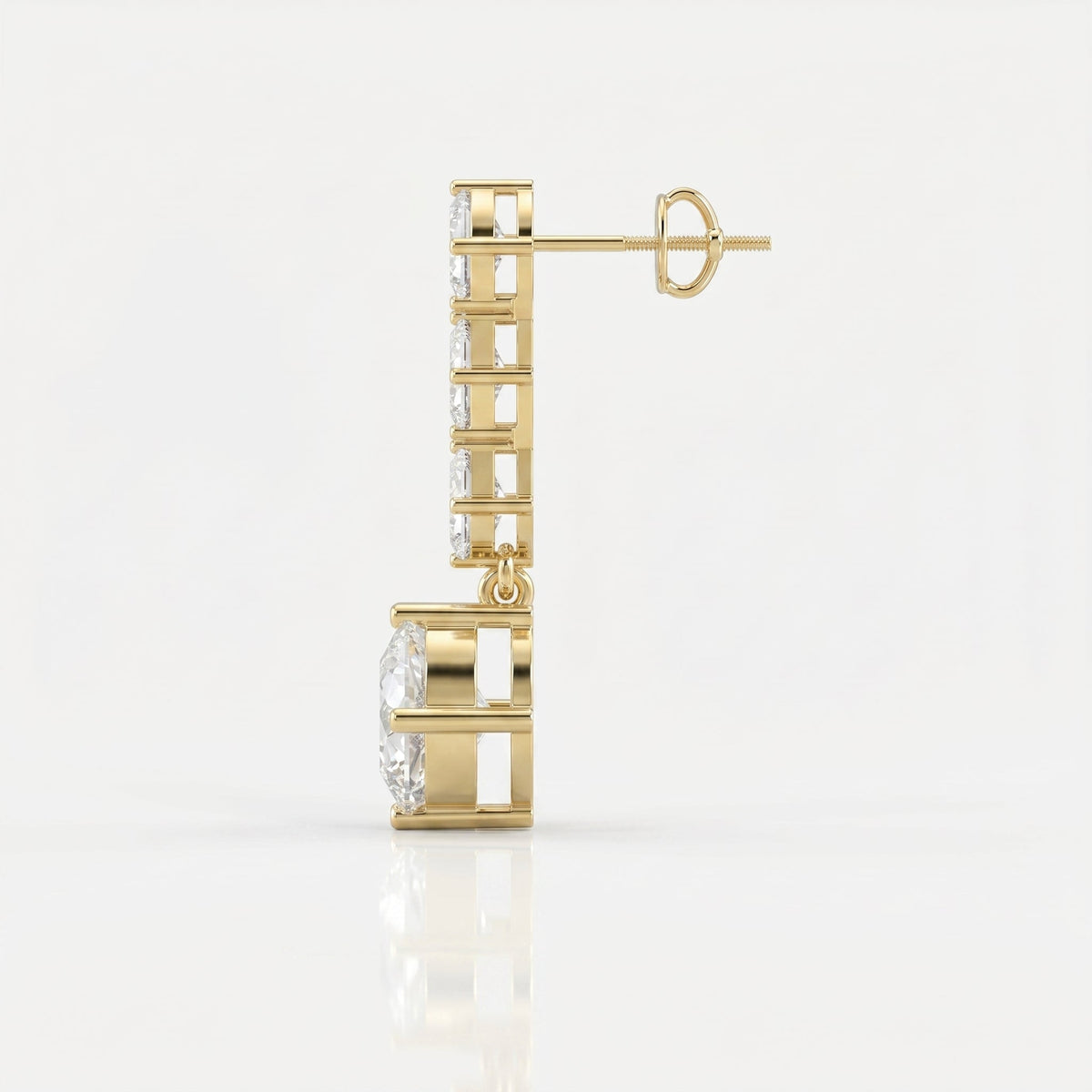 Ascher & Cushion Diamond Drop Earring, view 4