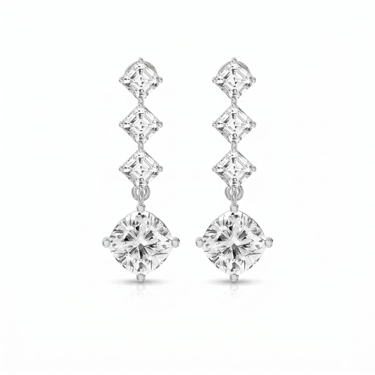 Ascher & Cushion Diamond Drop Earring, view 5