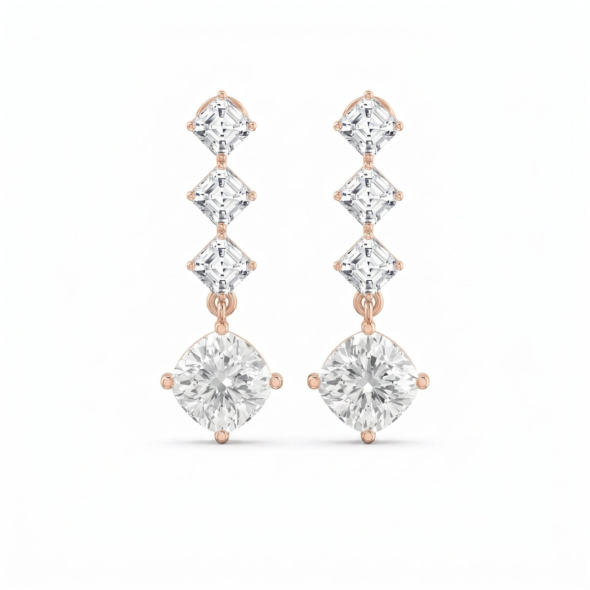 Ascher & Cushion Diamond Drop Earring, view 6