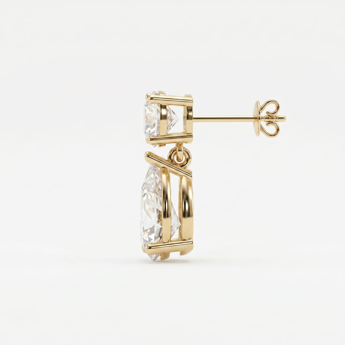 Round & Pear Diamond Drop Dangle Earring, view 4