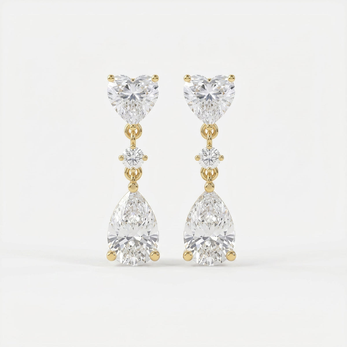 Romantic Heart & Pear Cut Diamond Drop Dangle Earring, view 1