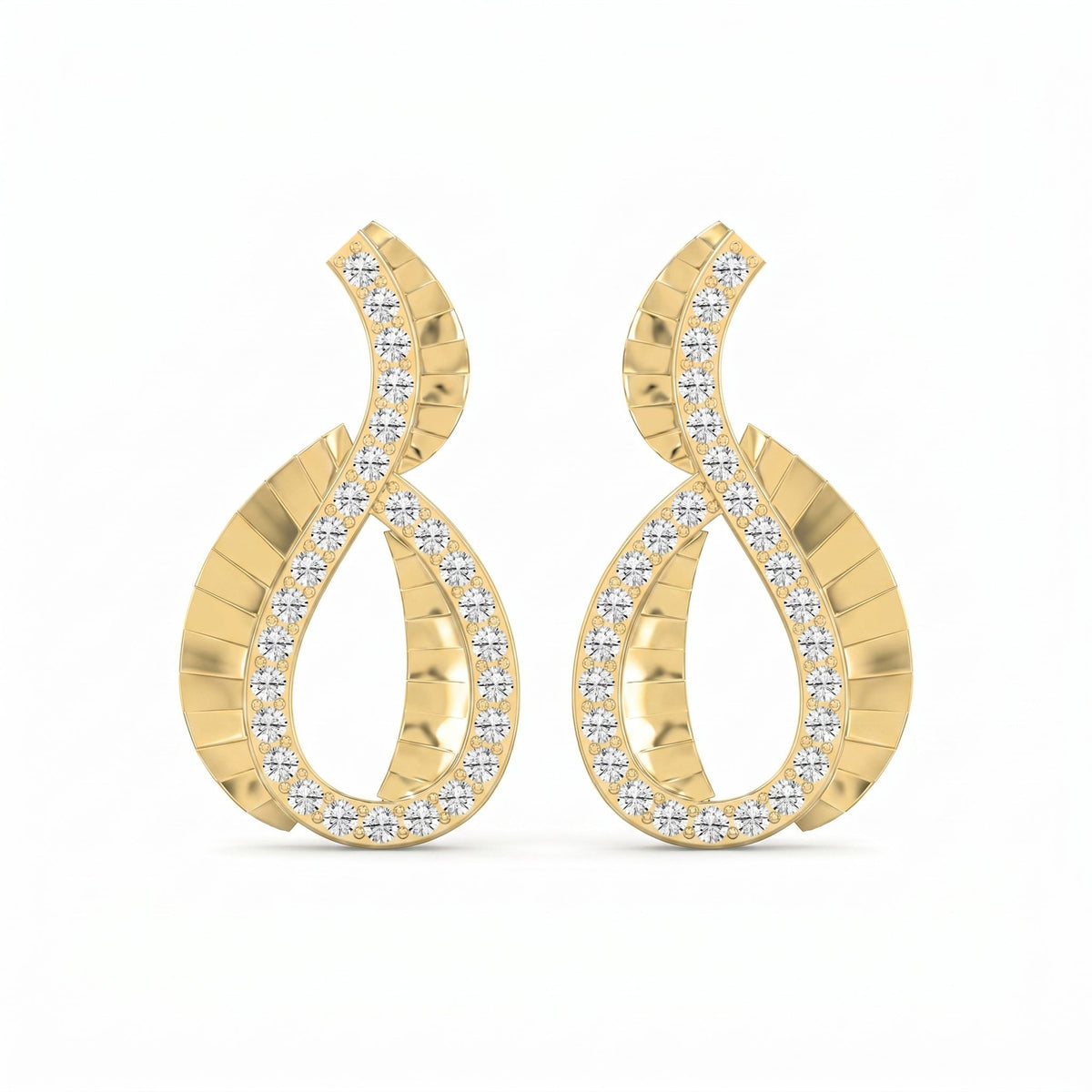 Elegant Pavé Round Diamond Infinity Style Fashion Earrings, view 1