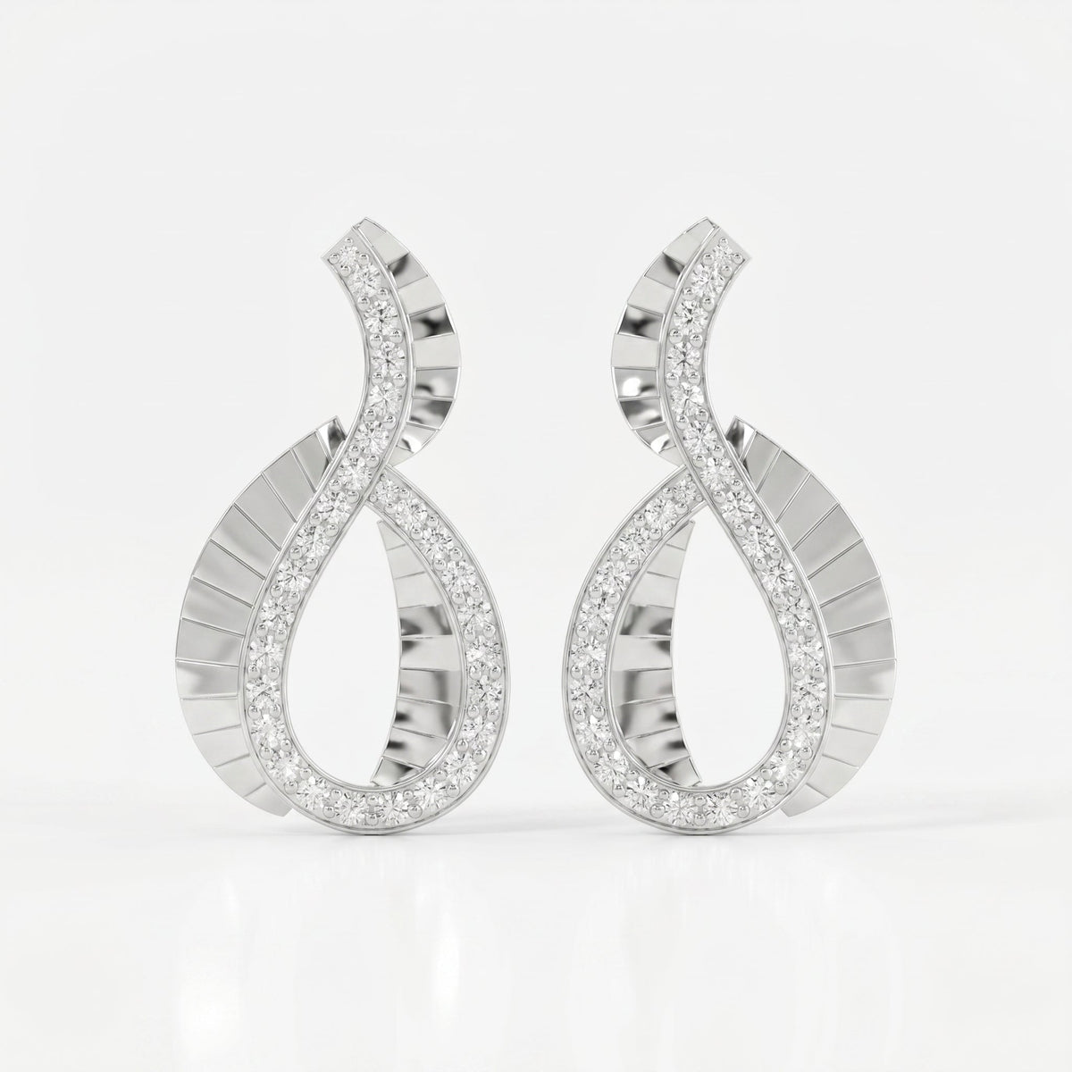 Elegant Pavé Round Diamond Infinity Style Fashion Earrings, view 5