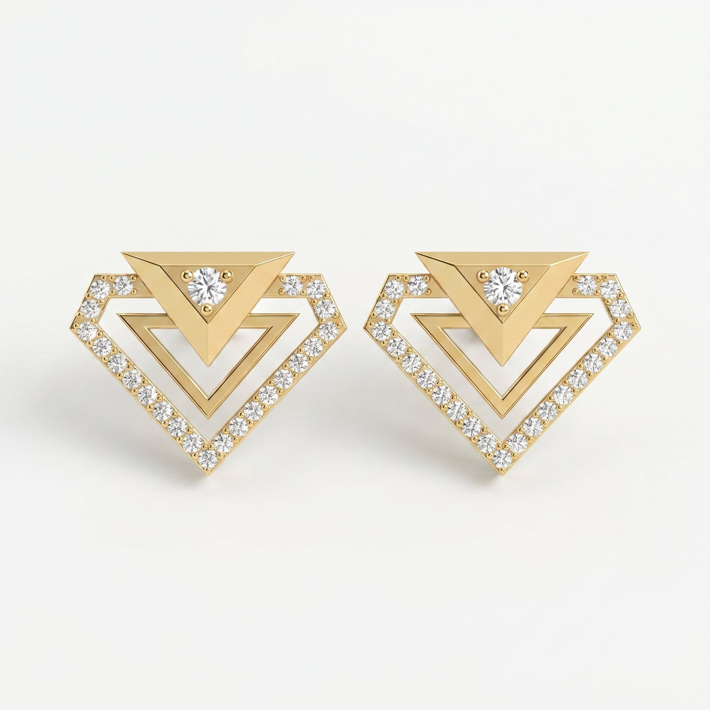 Modern Pavé Geometric Triangle Diamond Fashion Earrings, view 1