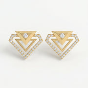 Modern Pavé Geometric Triangle Diamond Fashion Earrings, view 1
