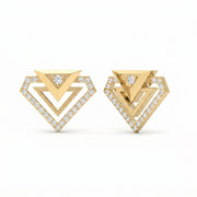 Modern Pavé Geometric Triangle Diamond Fashion Earrings, view 3