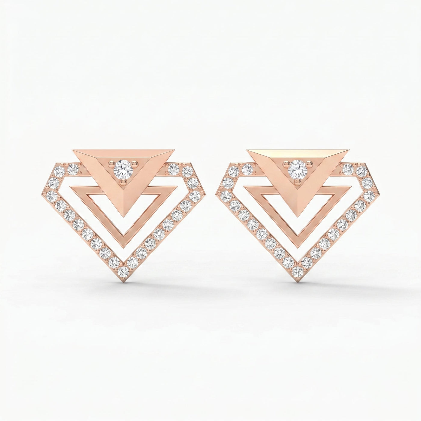 Modern Pavé Geometric Triangle Diamond Fashion Earrings, view 5