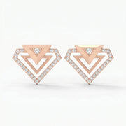 Modern Pavé Geometric Triangle Diamond Fashion Earrings, view 5