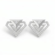 Modern Pavé Geometric Triangle Diamond Fashion Earrings, view 6