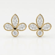 Marquise & Pear Cut Diamond Flower Stud Fashion Earrings, view 1