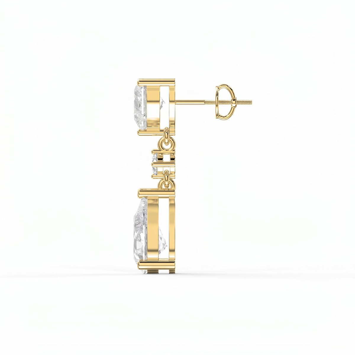 Romantic Heart & Pear Cut Diamond Drop Dangle Earring, view 4