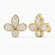 Marquise & Pear Cut Diamond Flower Stud Fashion Earrings, view 3