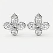 Marquise & Pear Cut Diamond Flower Stud Fashion Earrings, view 6