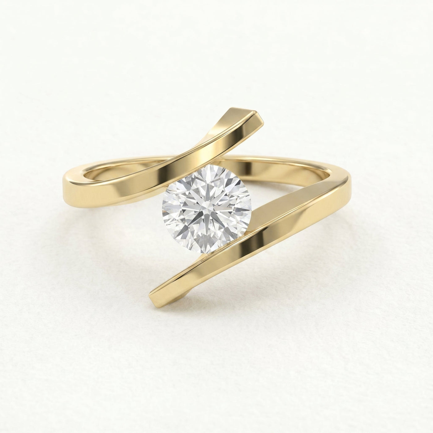 Contemporary Twisted Bypass Diamond Ring, view 1