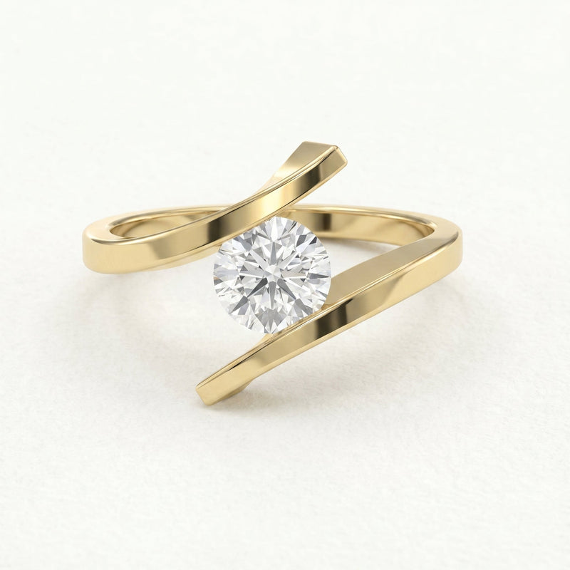 Contemporary Twisted Bypass Diamond Ring, view 1