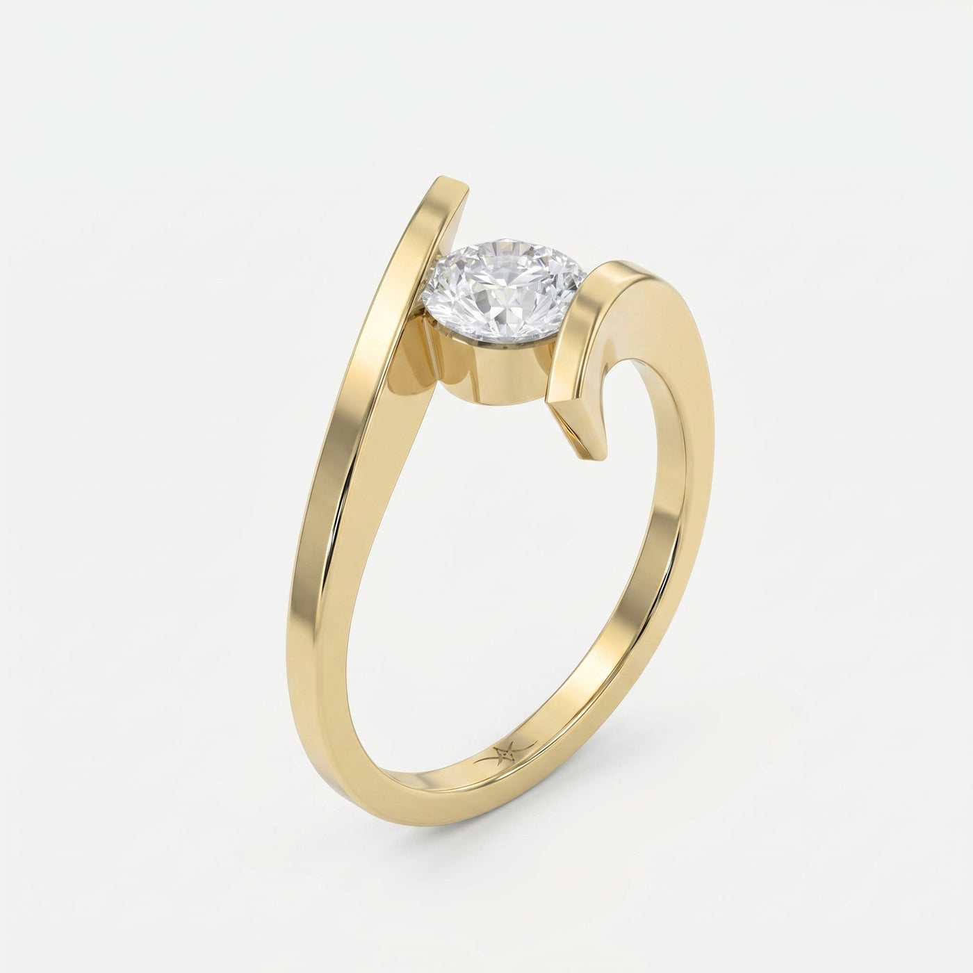 Contemporary Twisted Bypass Diamond Ring, view 3